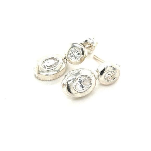 Sparkling Sterling Silver Cz Drop Earrings - Picture 1 of 8